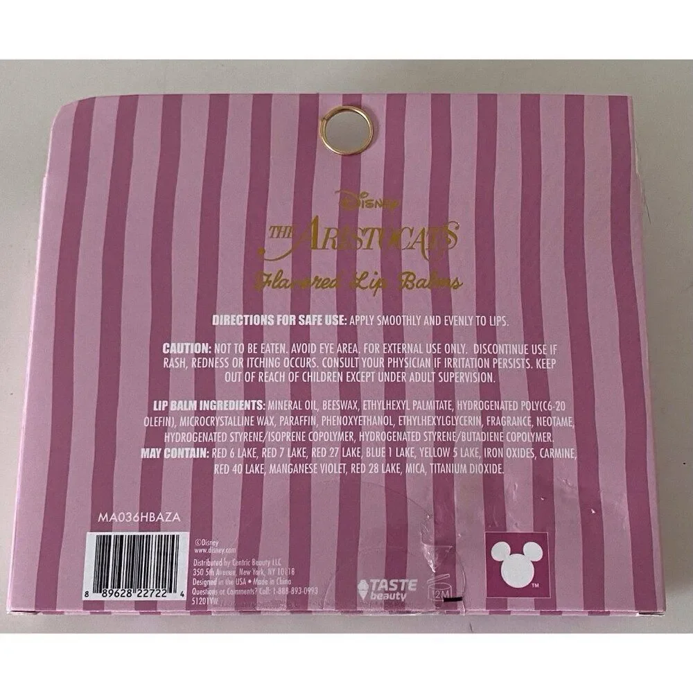 Set Of 4 Disney THE ARISTOCATS MARIE Lip Balm Set‎ Berry Flavored Pink NEW